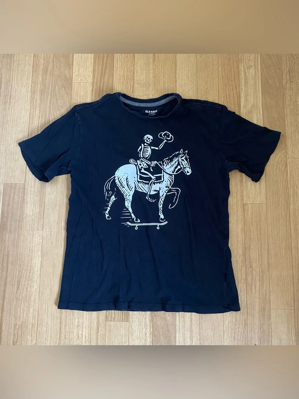 Boys Ridding Skeleton Black T-Shirt Size XL